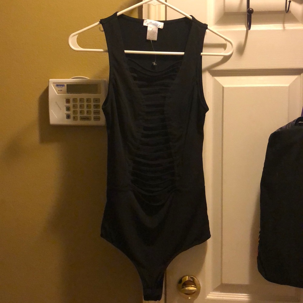 Black bodysuit w/ caged chest